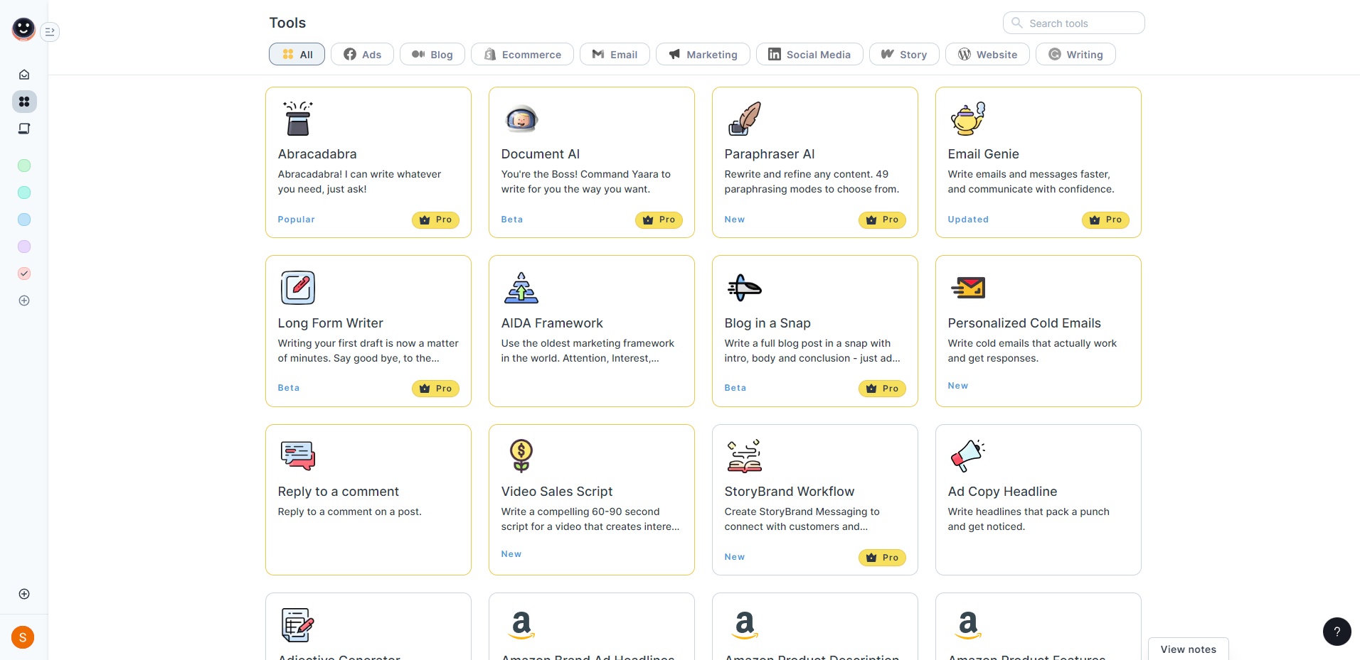 screenshot of Yaara AI